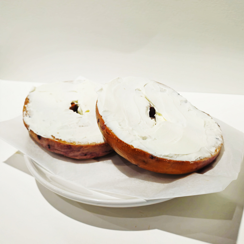 photo of bagel with cream cheese